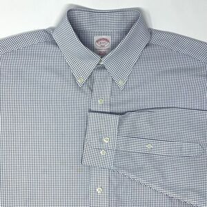 Brooks Brothers White & Blue Check Men's Long‎ Sleeve Shirt Size Large